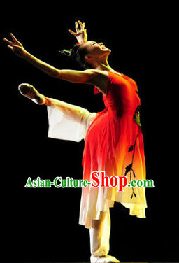 Chinese Red Leaf Dance Costume for Women