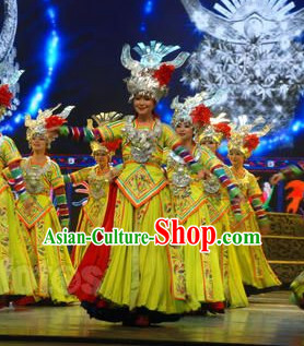 Chinese Miao Tribe People Clothes and Hat Complete Set