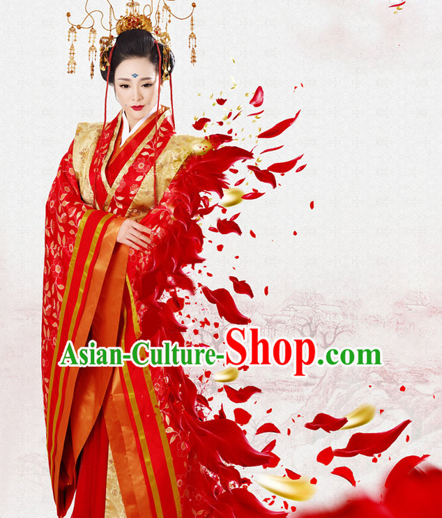 Tang Dynasty Queen Costume and Hair Jewelry Complete Set