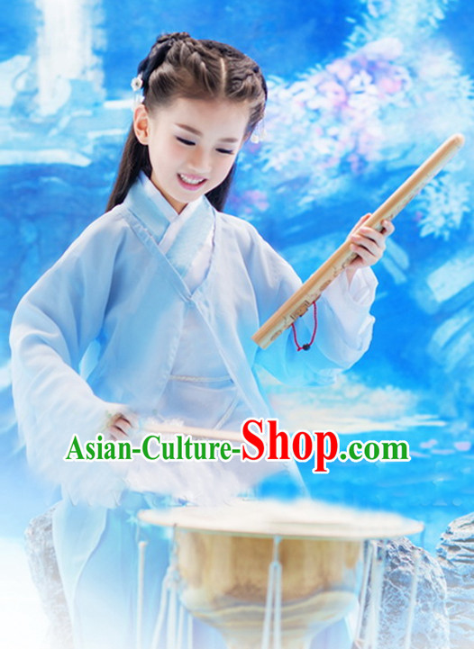 Traditional Chinese Fairy Clothing and Hair Jewelry Complete Set for Girls Kids
