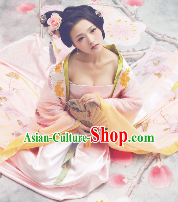 Pink Chinese Classic  Empress Costume and Hair Jewelry Complete Set for Women