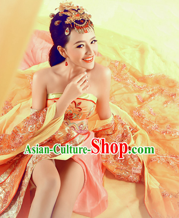 Ancient Chinese Classic  Sexy Empress Clothes Garment and Hair Jewelry Complete Set for Women