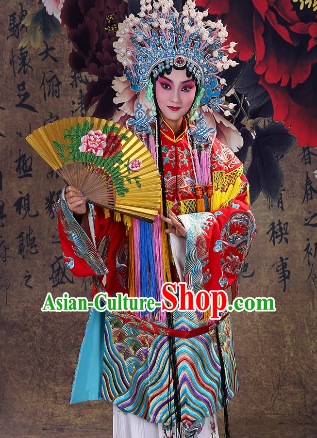 Ancient Chinese Hua Dan Empress Opera Costumes and Phoenix Coronet Complete Set for Women