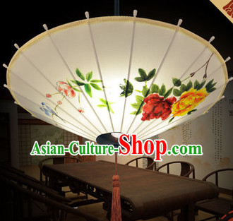 Chinese Classical Handmade and Painted Silk Hanging Umbrella Lantern