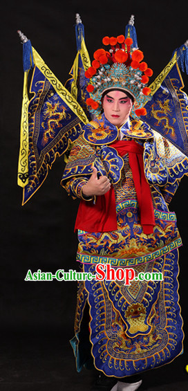Ancient Chinese Opera Embroidered Dragon General Costumes Complete Set