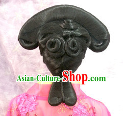 Chinese Qing Dynasty Princess Female Hairstyle Long Black Wigs