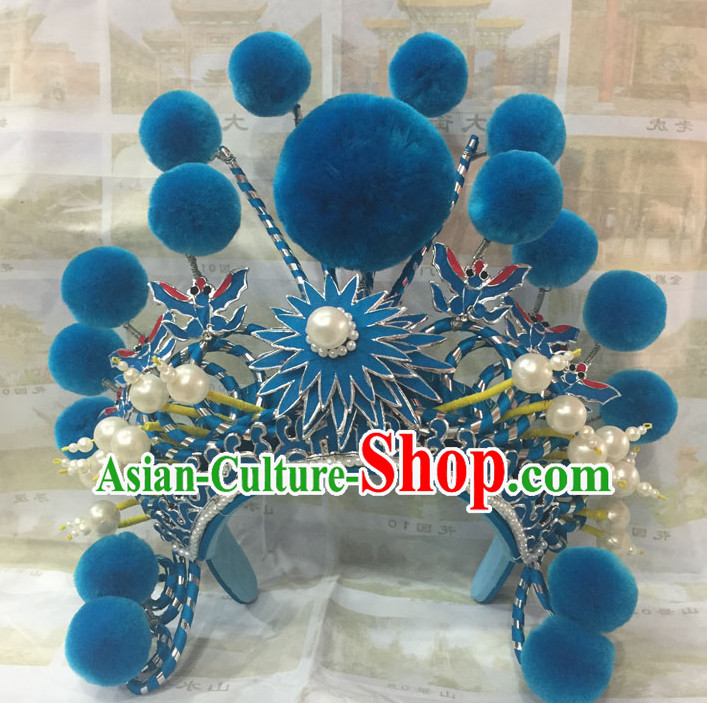 Traditional Chinese Opera Blue Headpiece for Women