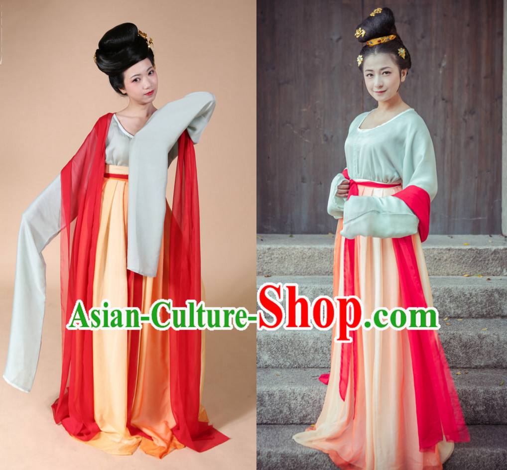 Top Chinese Tang Dynasty Clothing and Hair Jewelry Complete Set for Women