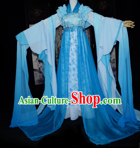 Ancient Chinese Blue Fairy Garment Complete Set for Women