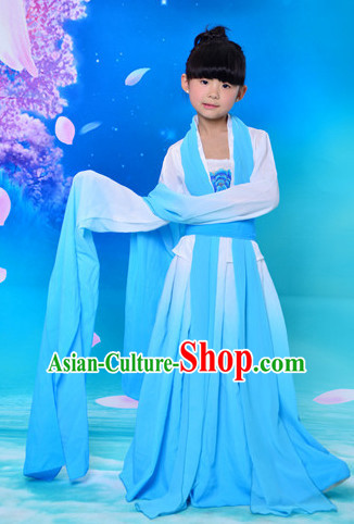 Chinese Classical Long Sleeves Water Sleve Dance Costumes for Kids Children