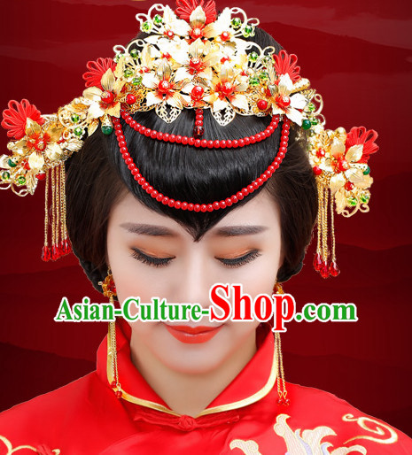 Traditional Chinese Princess Brides Wedding Headpieces Hair Jewelry Decorations Hairpins