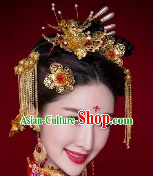 Traditional Chinese Princess Empress Queen Brides Wedding Headpieces Hair Fascinators Jewelry Decorations Hairpins Phoenix Crown