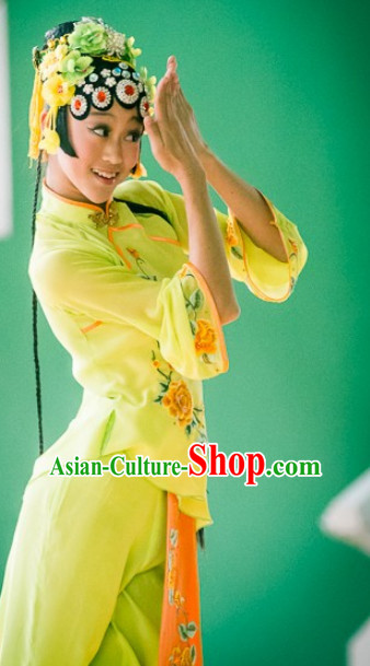 Chinese Classical Opera Dance Costume and Headdress Complete Set for Adults Kids Women Girls