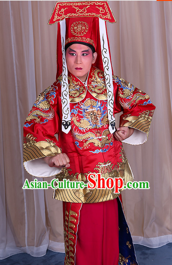 Embroidered Chinese Classic Peking Opera Wang Chao Ma Han Zhang Hu Costume Beijing Opera Military Character Costumes Complete Set for Adults Kids Men Boys
