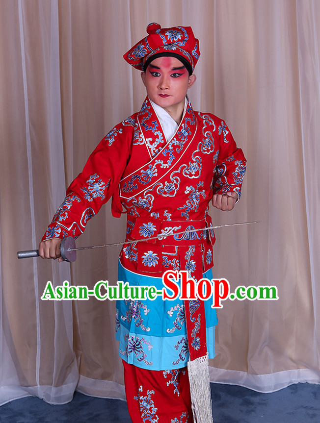 Top Embroidered Chinese Classic Peking Opera Wusheng Costume Beijing Opera Wu Sheng Fighting Costumes Complete Set for Adults Kids Men Boys