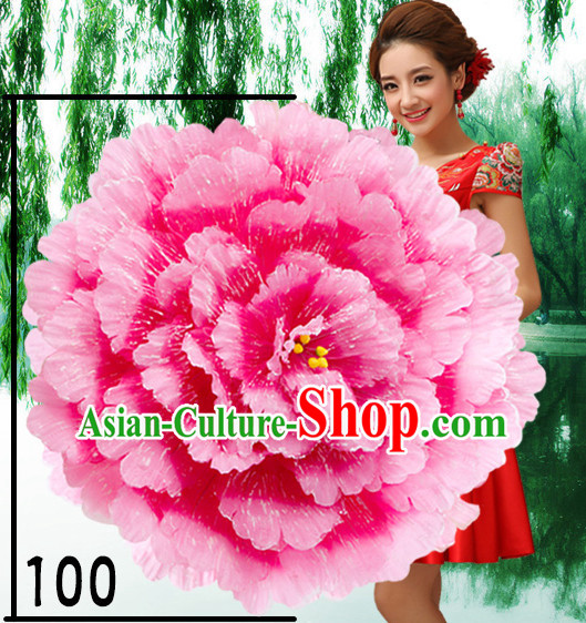 39 Inches Yellow Professional Stage Performance Large Peony Flower Umbrella