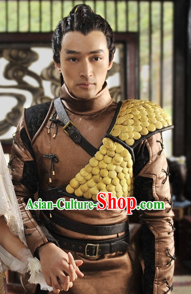 Ancient Chinese Cosplay Hero Armor Costumes Swordsman Hanfu Dresses Complete Set for Men and Teenagers