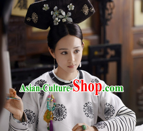 Qing Dynasty Manchu Wigs and Head Wear Headpieces
