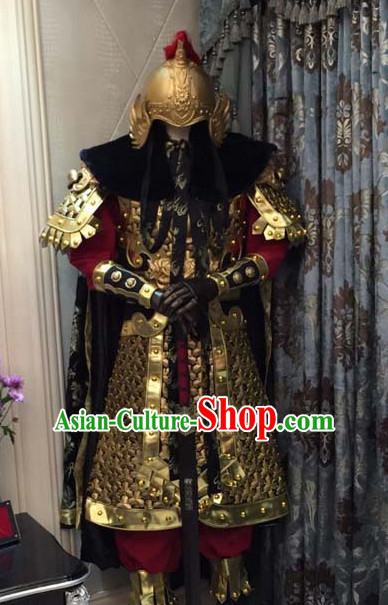 Ancient Chinese Emperor Armor Body Armors Royal Dresses Imperial Princess Robe Clothes Complete Set