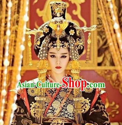 Ancient Chinese Tang Dynasty Wu Zetian Emperor Royal Crown Head Pieces Hat