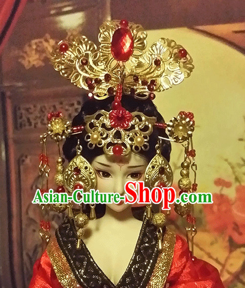 Tang Dynasty Wu Zetian Emperor Crown Headpieces Hair Accessories Set
