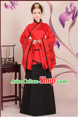 Ancient Chinese Palace Empress Costumes Complete Set, Han Dynasty, Ancient Palace Wedding Princess Hanfu Dress Suits For Women