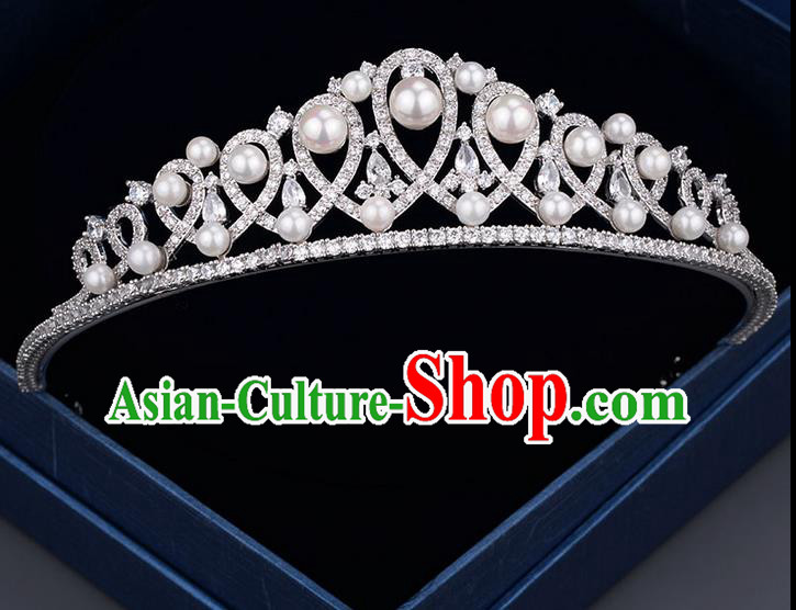 Traditional Jewelry Accessories, Princess Bride Royal Crown, Wedding Hair Accessories, Baroco Style Pearl Headwear for Women