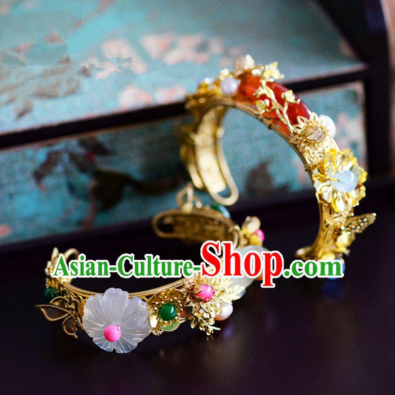 Chinese Ancient Style Accessories, Bracelet, Hanfu Xiuhe Suit Wedding Bride Bracelet, Dragon and Phoenix Bracelet for Women