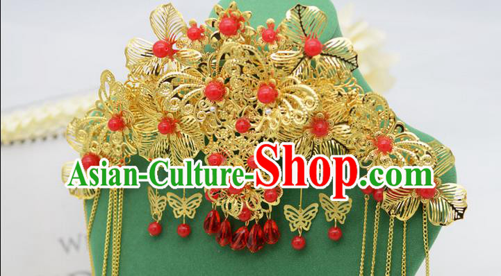Chinese Ancient Style Hair Jewelry Accessories, Hairpins, Princess Hanfu Xiuhe Suit Wedding Bride Hair Accessories Set for Women