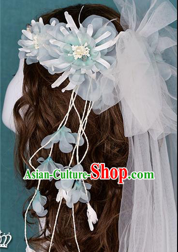Traditional Jewelry Accessories, Princess Wedding Hair Accessories, Bride Wedding Hair Accessories, Baroco Style Flowers Veil for Women
