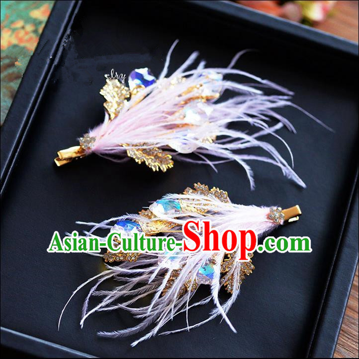 Traditional Jewelry Accessories, Princess Wedding Hair Accessories, Bride Wedding Hair Accessories, Baroco Style Feather Headwear for Women