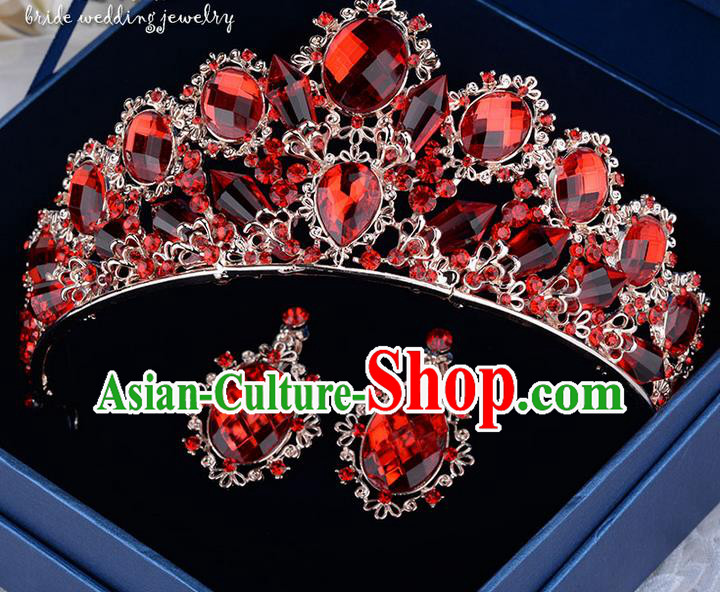 Traditional Jewelry Accessories, Palace Princess Bride Royal Crown, Engagement Royal Earrings, Wedding Accessories, Baroco Style Crystal Headwear for Women