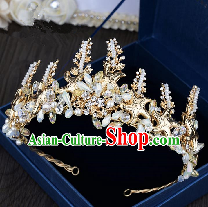 Traditional Jewelry Accessories, Palace Princess Bride Royal Crown, Imperial Royal Crown, Wedding Hair Accessories, Baroco Style Crystal Pearl Headwear for Women