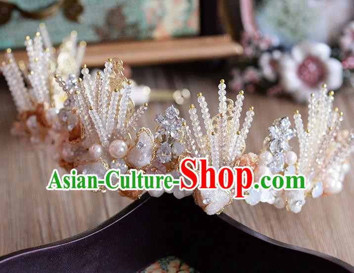 Traditional Jewelry Accessories, Palace Princess Bride Royal Crown, Imperial Royal Crown, Wedding Hair Accessories, Baroco Style Coral Zircon Headwear for Women