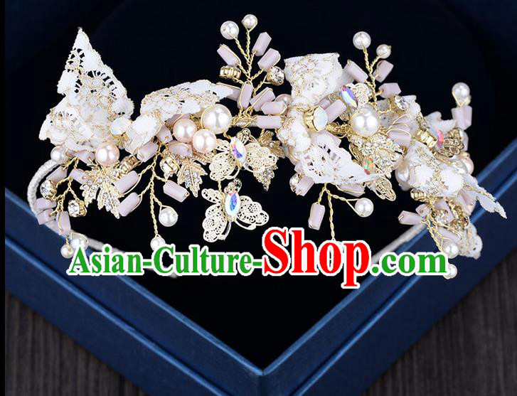 Traditional Jewelry Accessories, Princess Hair Accessories, Bride Wedding Hair Accessories, Baroco Style Crystal Lace Headwear for Women