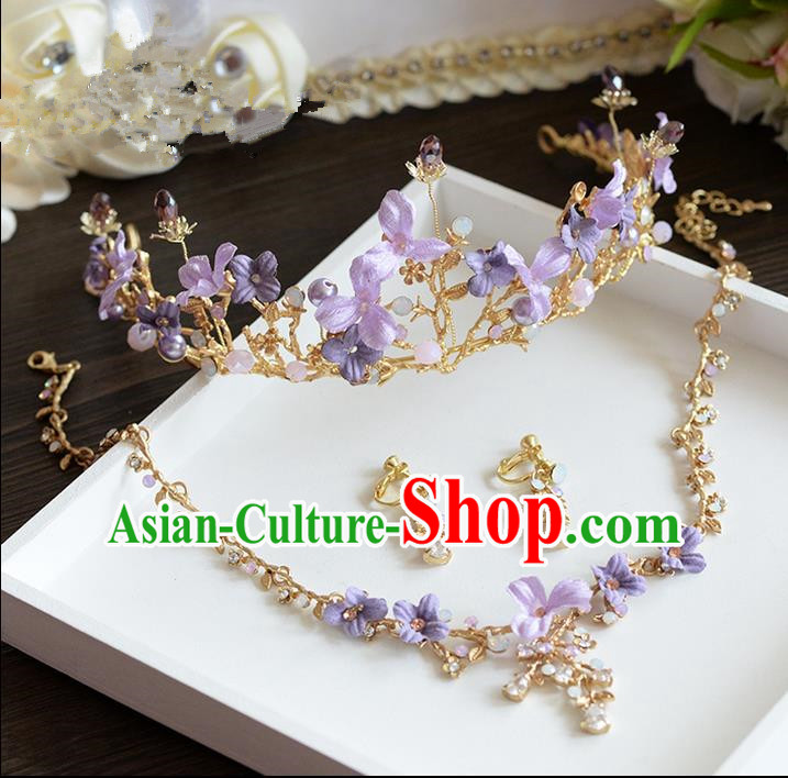 Traditional Jewelry Accessories, Princess Hair Accessories, Royal Crown, Bride Wedding Hair Accessories, Earrings, Baroco Style Necklace Set  for Women