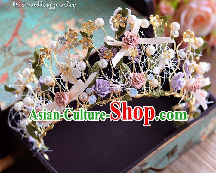Traditional Jewelry Accessories, Palace Princess Bride Royal Crown, Engagement Royal Crown, Wedding Hair Accessories, Baroco Style Flowers Headwear for Women