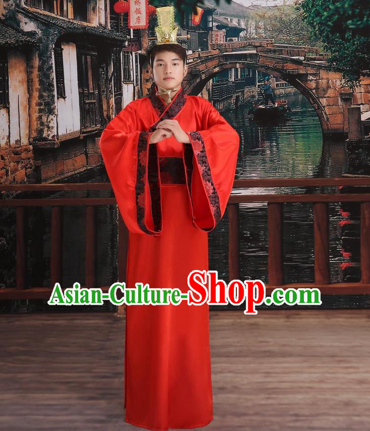 Ancient Chinese Palace Emperor Costumes Complete Set, Han Dynasty Ancient Palace Majesty Clothing, Imperial King Robe Suits for Men
