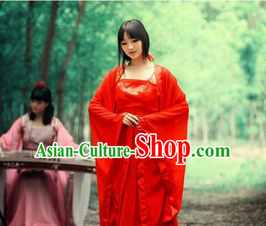 Chinese Classical Xiao Long Nv Costumes Complete The Return of the Condor Heroes Set Han Fu Stage Show Chiffon Dress Red