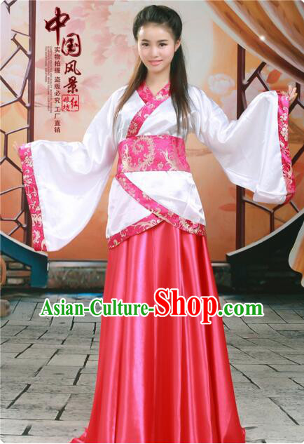 Tang Suit Women Han Fu Set curving-front Chinese Ancient Costume Stage Ceremonial Clothes Red