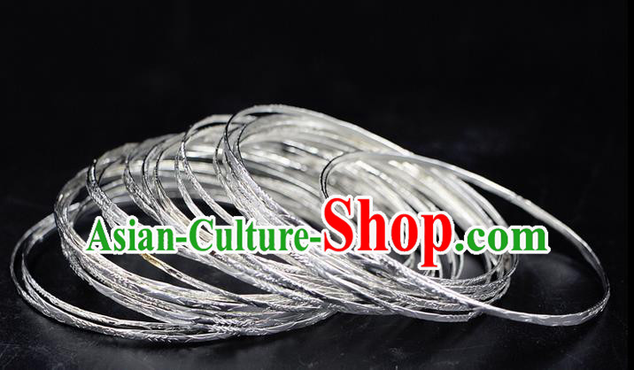 Traditional Chinese Miao Ethnic Minority Bracelet Miao Ethnic Silver Jewelry Accessories 30 Set Bracelet