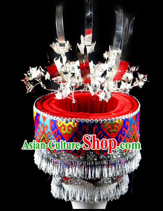 Chinese Traditional Miao Minority, Tujia Headdress, Hat Headband Sealand Karp Baotou Minority Crown