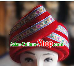 Chinese Traditional Miao Minority Hmong Folk Ethnic Hat, Tujia Minority Embroidery Hat for Men