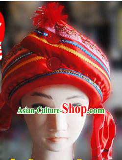 Chinese Traditional Miao Minority Hmong Folk Ethnic Hat, Tujia Minority Hat for Men
