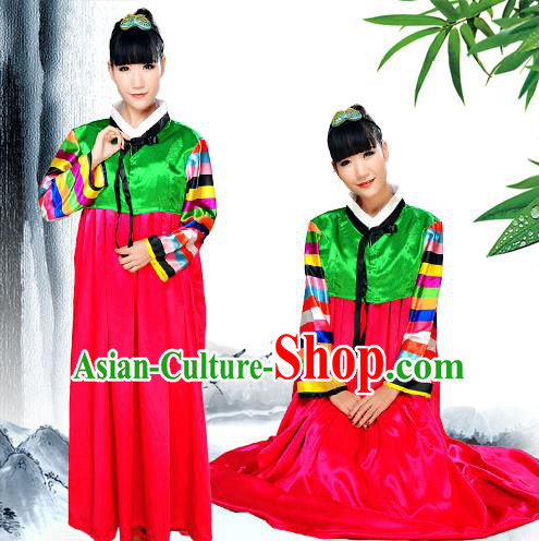 Traditional Chinese Korean Nationality Dancing Costume, Koreans Female Folk Dance Ethnic Dress, Chinese Minority Nationality Costume for Women