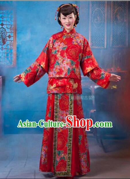 Chinese Wedding Dress Bride Full Attire Traditional Costumes Ancient Women Dress Complete Set