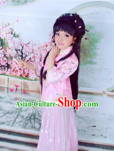 Min Guo Girl Dress Traditional Chinese Clothes Ancient Costume Tang Suit Children Kid Show Stage Wearing Dancing Pink