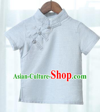 Chinese Style Shirt Min Guo Student Dress Girl Female Kids Show Costume Stage Clothes Light Blue