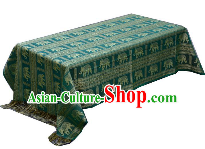 Traditional Asian Thai Palace decoration Ornaments Silk Elephant Table Cloth, Thai High Grade Silk Table Flag Table Cover