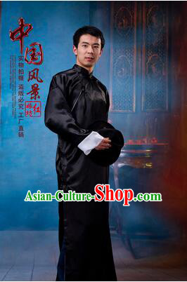 Chinese Traditional Dress Wu Si Period Men Stage Costume Lu Xun Chinese Long Garment